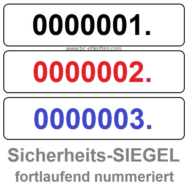 Nummerierte Sicherheits-Siegel aus selbstzerstörender Dokumentenfolie -  Siegel-Etiketten mit fortlaufender Nummer