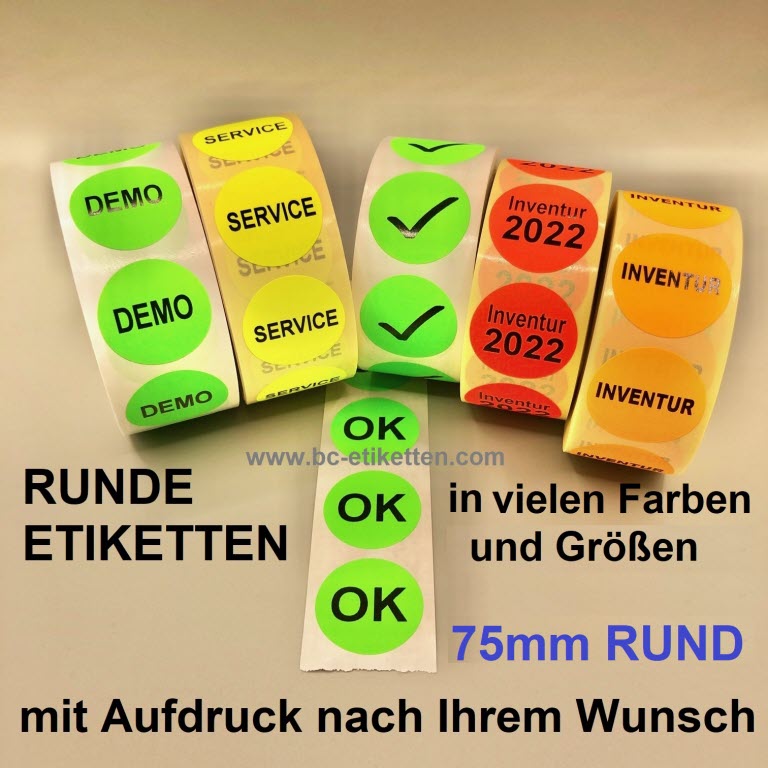 Extra-große Inventur-Etiketten mit 75mm Durchmesser - Inventur-Aufkleber in  verschiedenen Farben